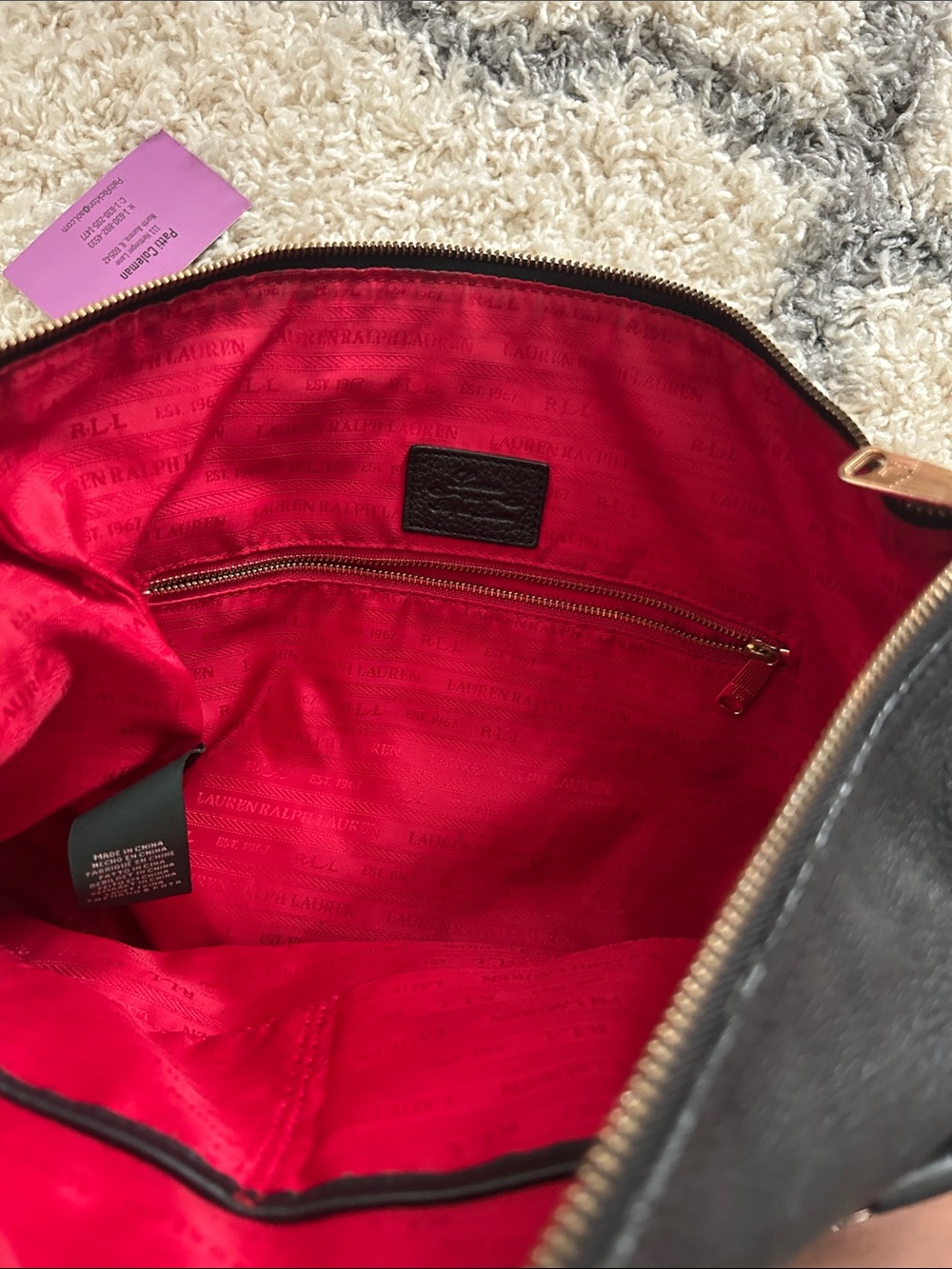 Ralph Lauren Black Tote with Red Interior